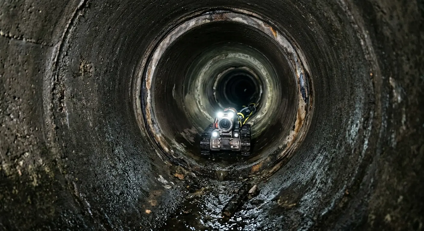 Robotic sewer camera inspecting pipe interior for Sewer Line Cleaning in Rutland